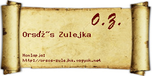 Orsós Zulejka névjegykártya